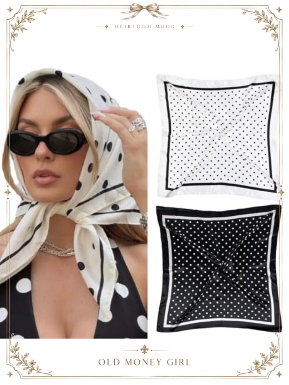 Silk Blend Head Scarf 35" Bandana Wrap Hair Scarf 2-Pack
